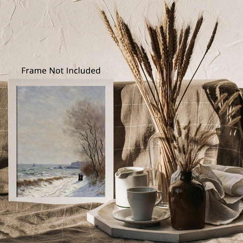 Posterizer 1 pcs-the sea and the beach in winter in oil painting style-5-Landscape & Nature Art-GIft for Men Women Teens-Dining Room Decor- unfram...